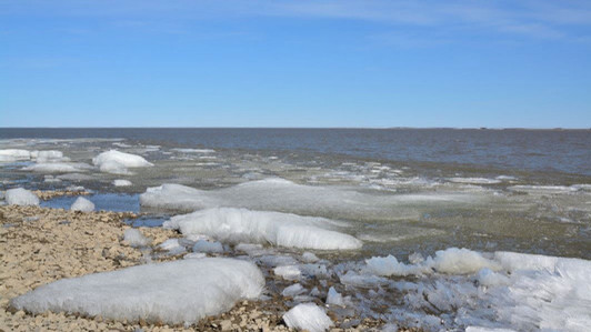 Tuktoyaktuk shore with remnants of winter ice